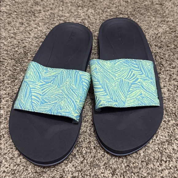 L.L. Bean Shoes - L.L. Bean Maine Isle Slide Light Blue & Green Slip On Sandal size 9